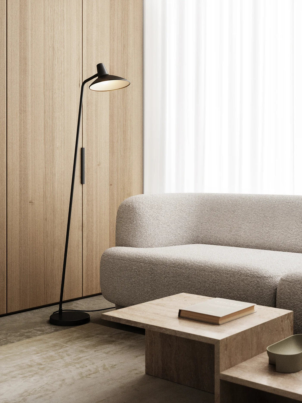 Harrow | Lampă de podea neagră, arcuită, în stil industrial modern, cu cap curbat reglabil pentru iluminarea elegantă a locuinței | elesira