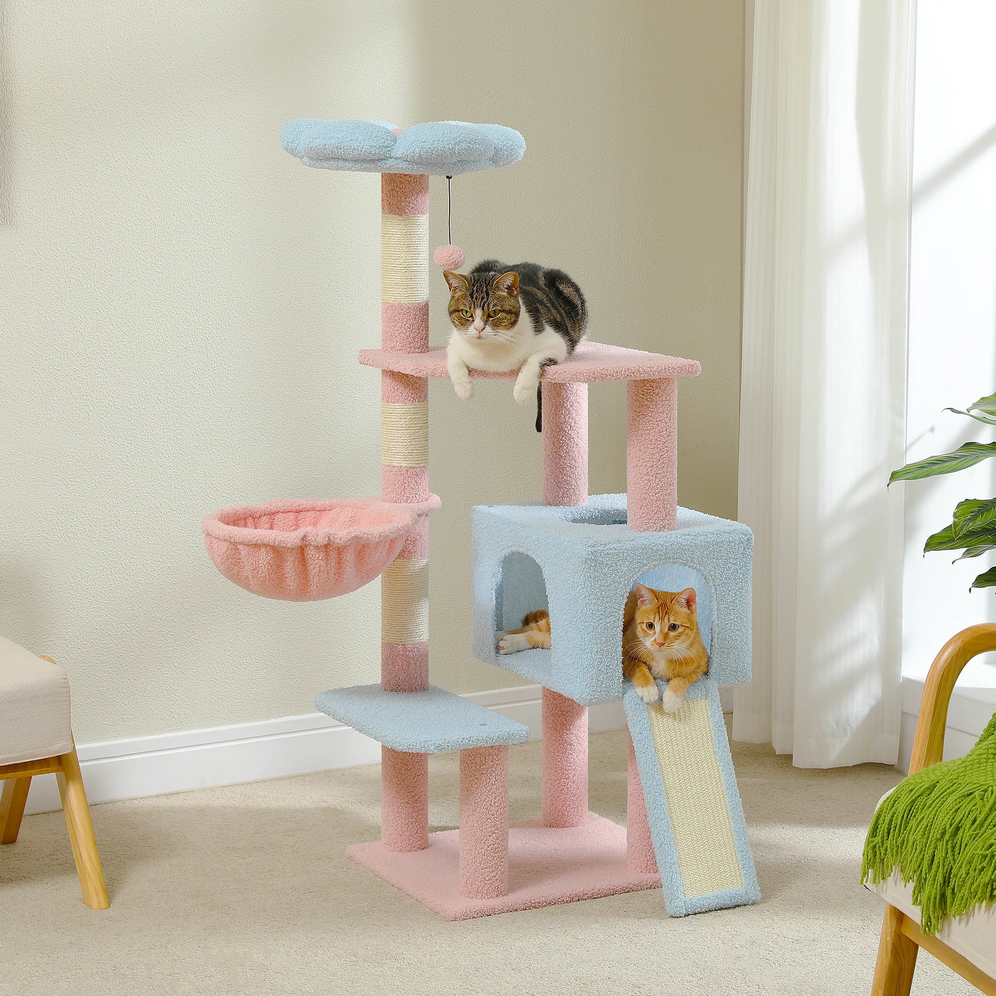 Charming Collection Multi Level Cat Tree With Flower Design For Play And Relaxation - Elesira
