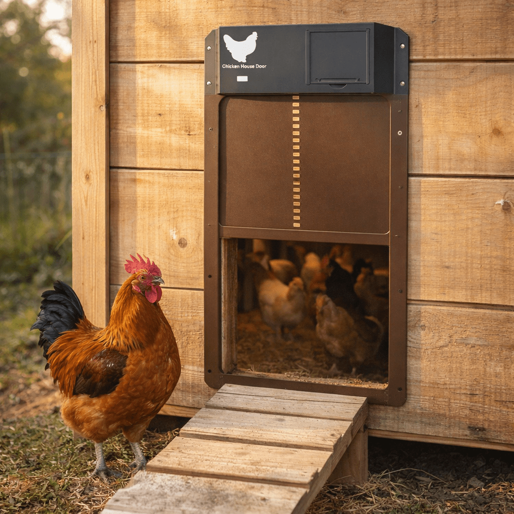 Smart Coop Guardian Door with Light Detection and Weather Shield | elesira