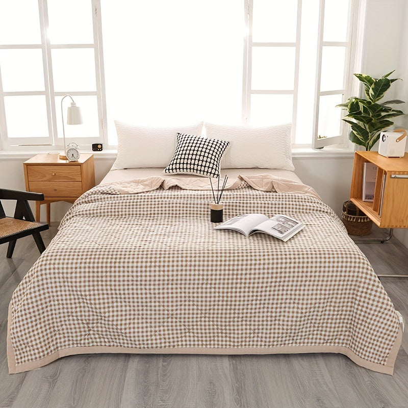 Chic Plaid Cooling Blanket With Lightweight Design For Warm Evenings - Elesira
