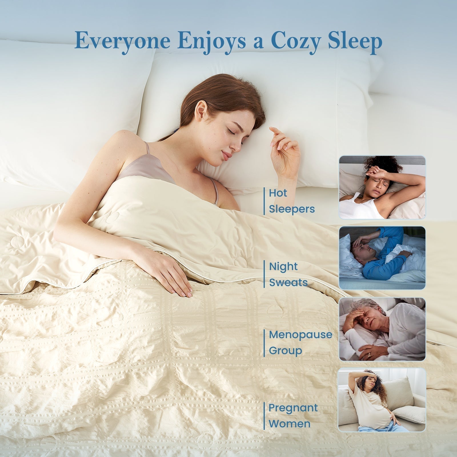 שמיכת קיץ קלה ומקררת מסדרת Comfort Collection מבד סירסאקר עם זרימת אוויר ללילות קיץ - Elesira