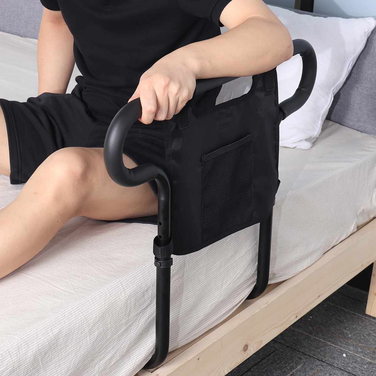 Comfort Guard Bed Rail With Storage Pouch For Seniors Enhanced Support - Elesira