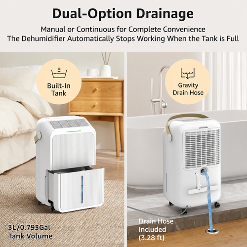 Basement Dehumidifier With 34 Pint Capacity For Fresh Air - Elesira
