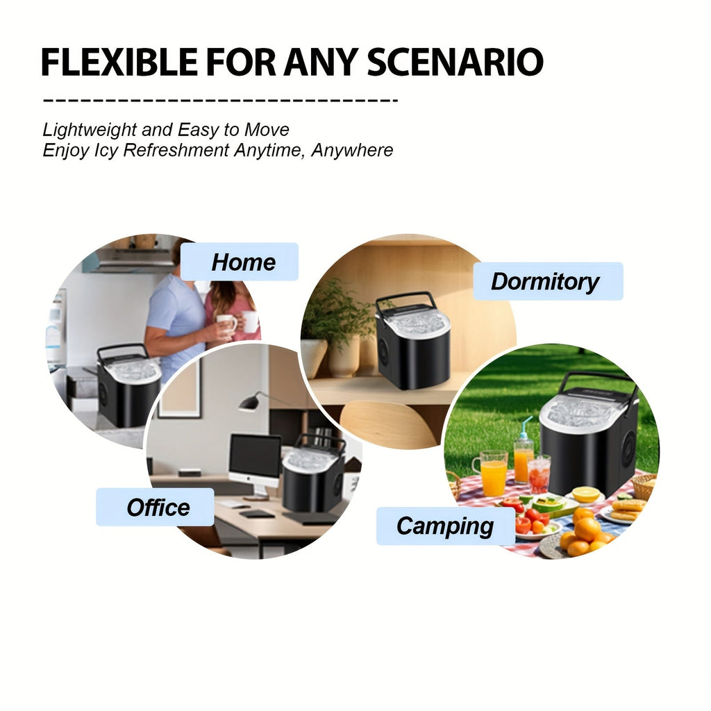 Portable Ice Maker With Countertop Design And Fast Ice Production For Home And Office - Elesira