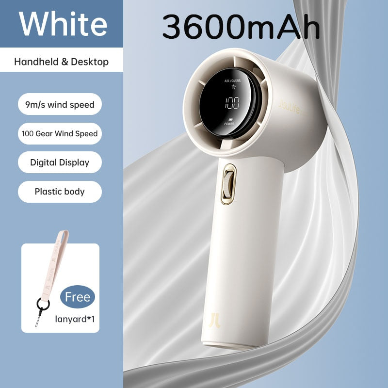 Compact Handheld Fan Featuring Digital Display For Portable Summer Cooling - Elesira