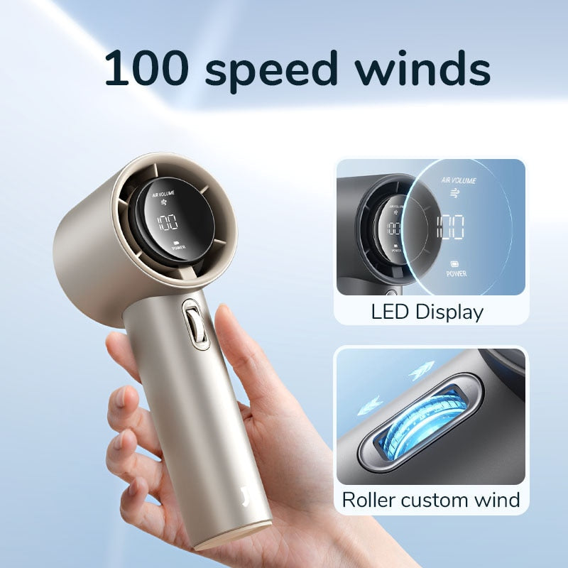 Compact Handheld Fan Featuring Digital Display For Portable Summer Cooling - Elesira