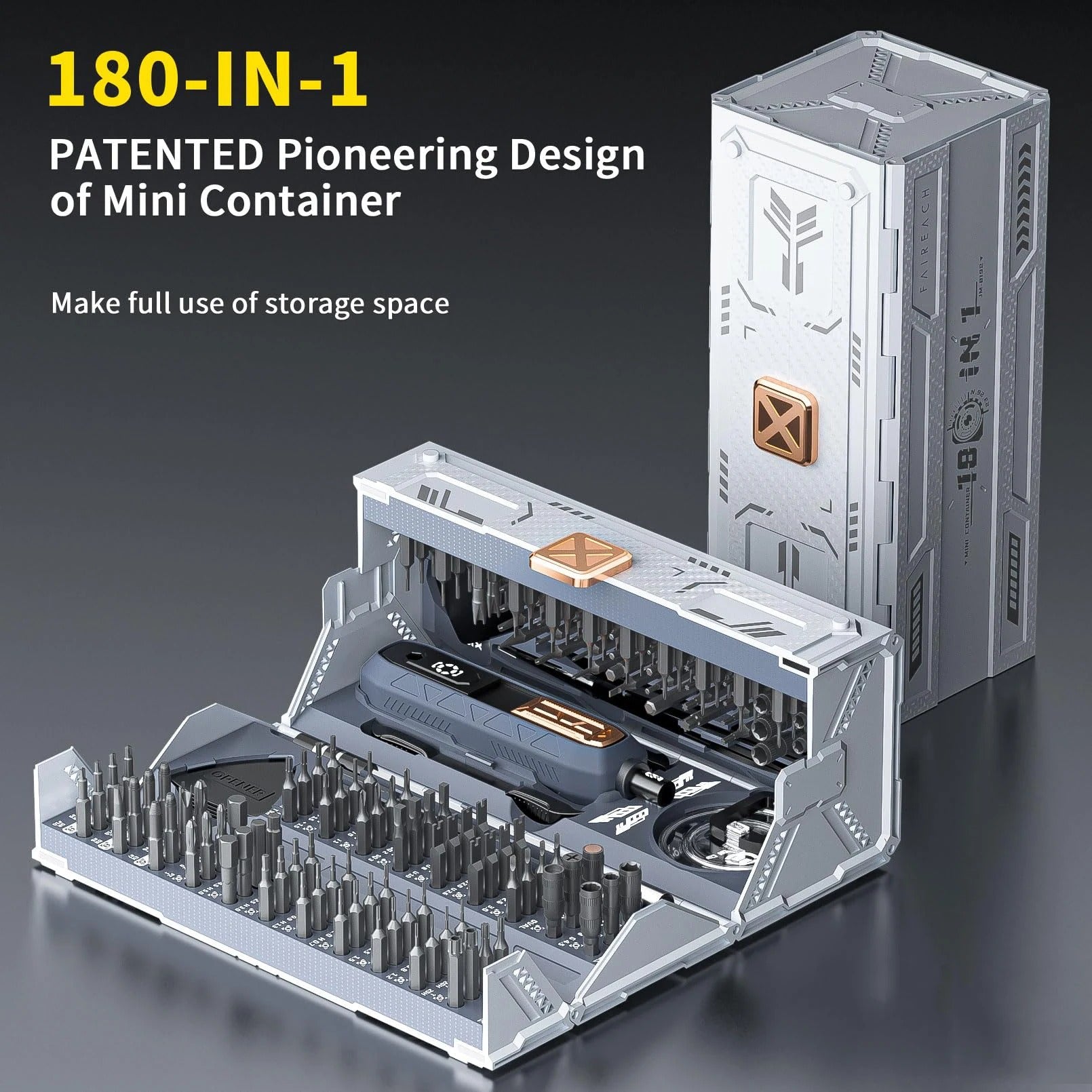 DIY 181-Piece Electric Screwdriver Set With Rechargeable Battery And Ergonomic Handle - Elesira