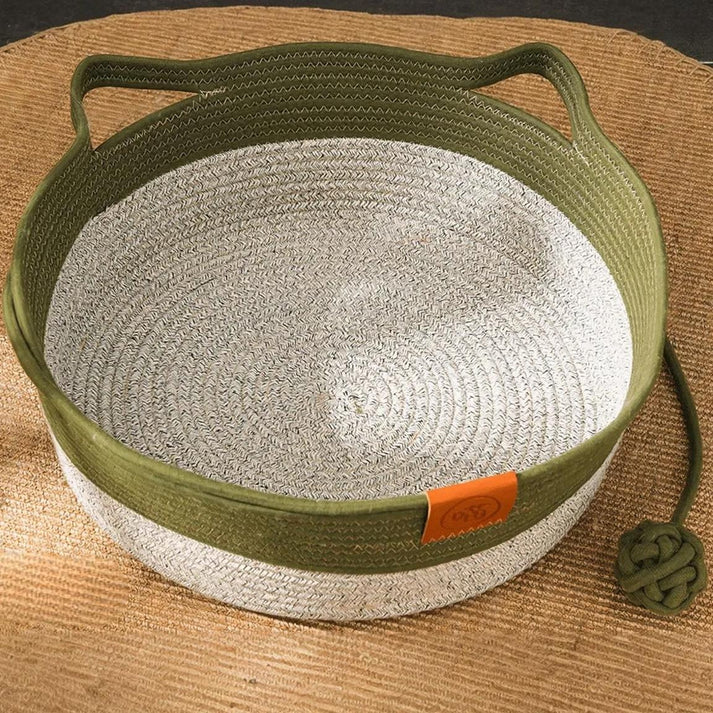 CoolPaws Cooling Cat Bed With Handwoven Design For Summer Breeze Comfort - Elesira