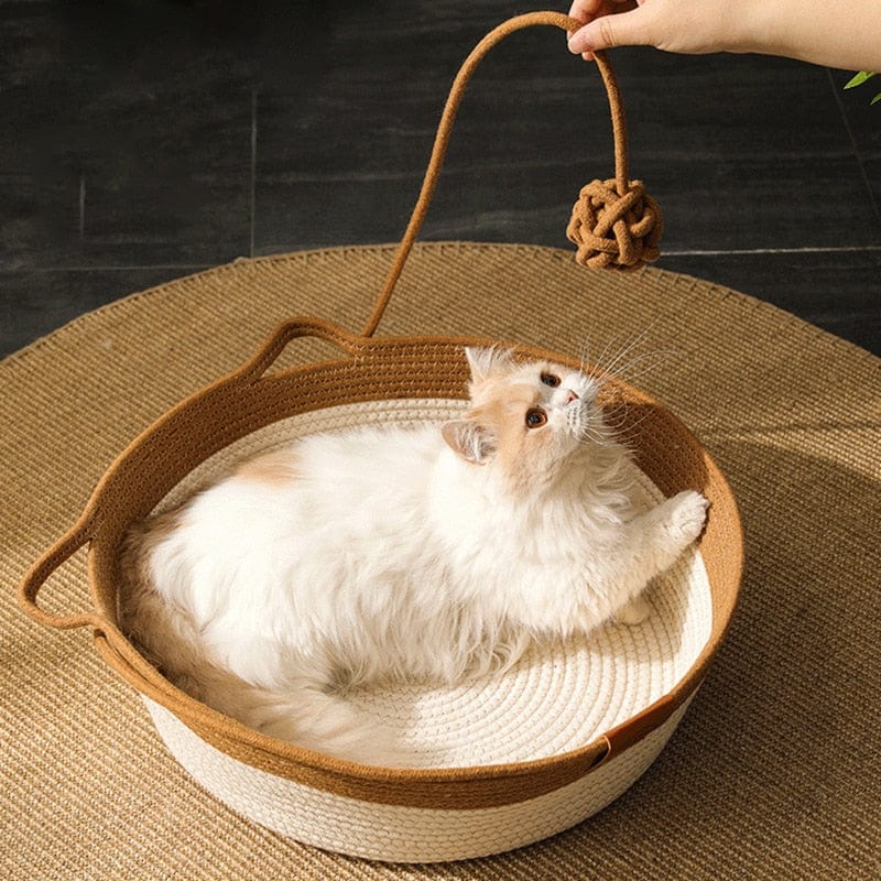CoolPaws Cooling Cat Bed With Handwoven Design For Summer Breeze Comfort - Elesira