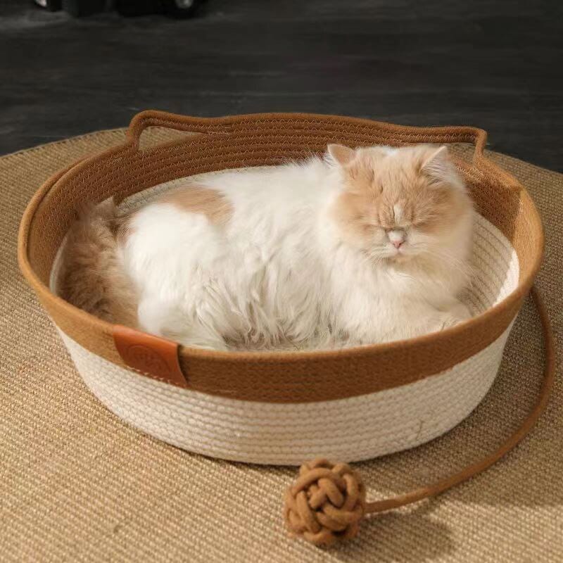 CoolPaws Cooling Cat Bed With Handwoven Design For Summer Breeze Comfort - Elesira