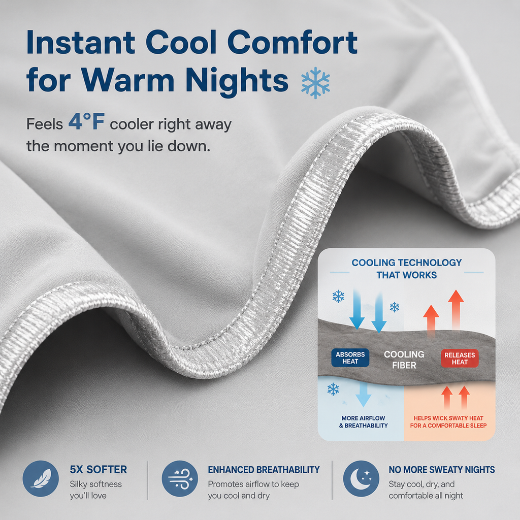 Cozy Comfort let, kølende tæppe til sommersøvn med varmeabsorberende stof – Elesira
