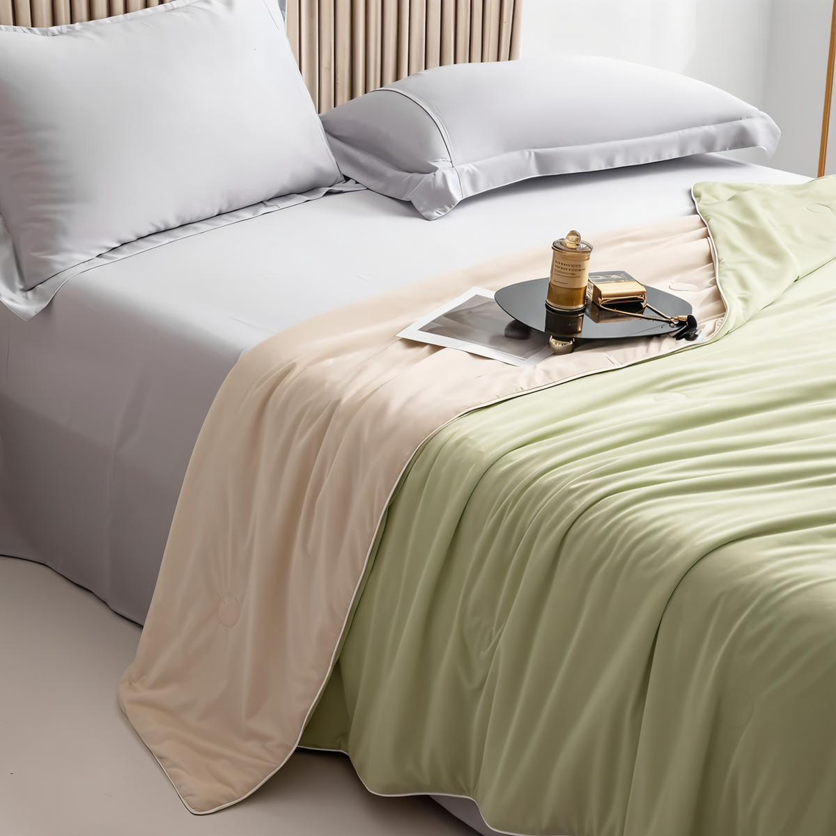 Reversible Cooling Blanket For Bed And All-Season Comfort, Hypoallergenic For Hot Sleepers - Elesira
