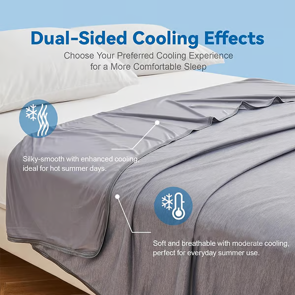 Lightweight Dual-Sided Cooling Blanket For Hot Sleepers And Night Sweats - Elesira