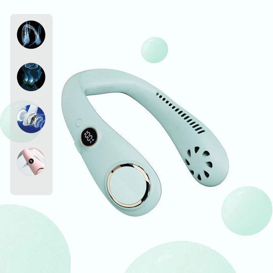 Cooling Breeze Neck Fan With Rechargeable Battery Lightweight Personal Cooling - Elesira