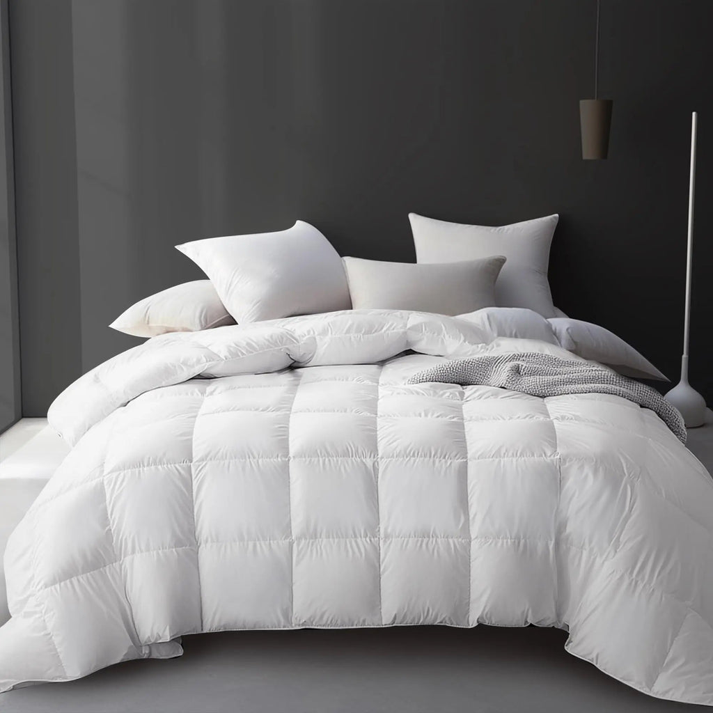 Goose Down Cooling Comforter Set With Breathable Design For All Season Sleep - Elesira
