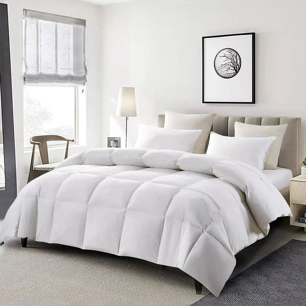 Goose Down Cooling Comforter Set With Breathable Design For All Season Sleep - Elesira