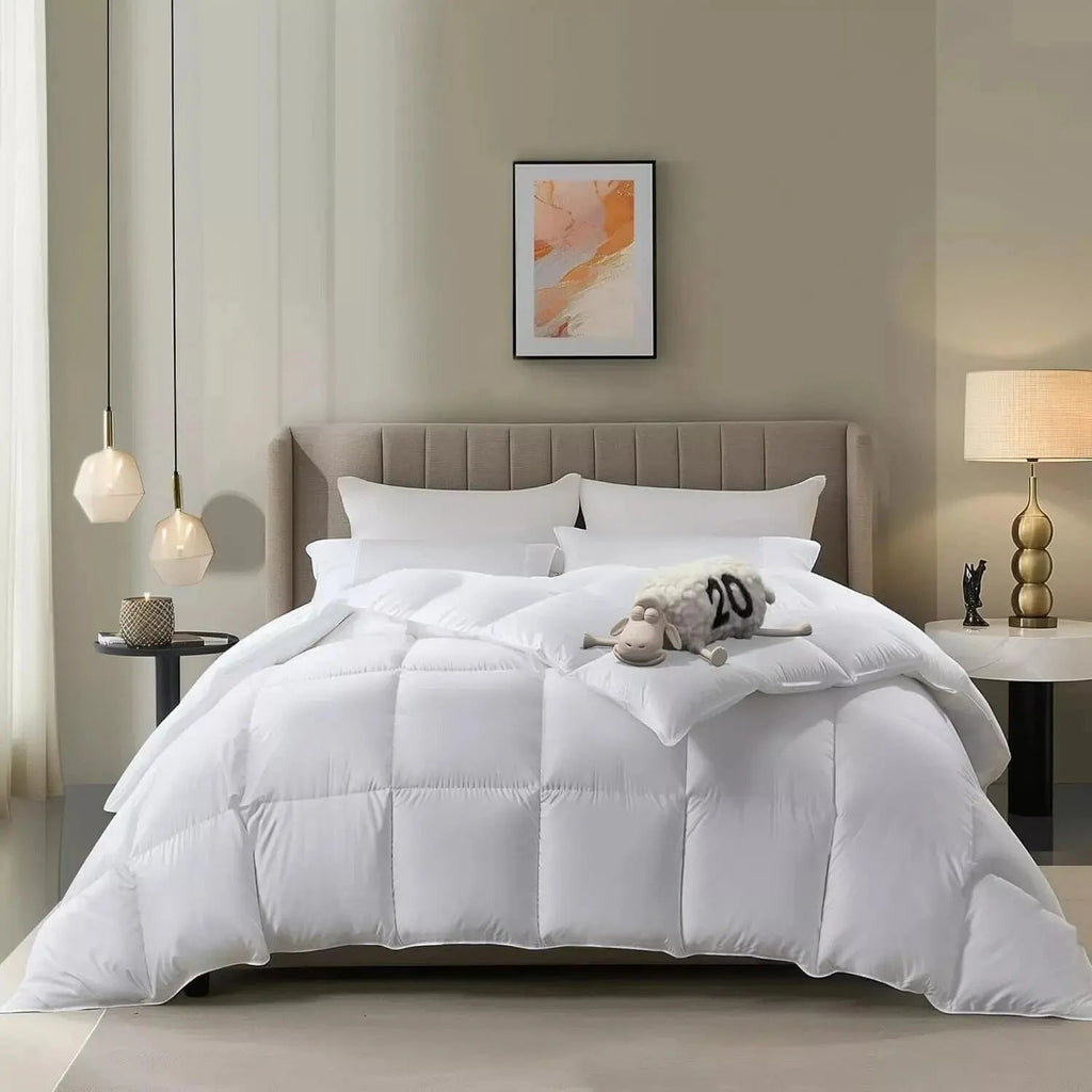 Goose Down Cooling Comforter Set With Breathable Design For All Season Sleep - Elesira
