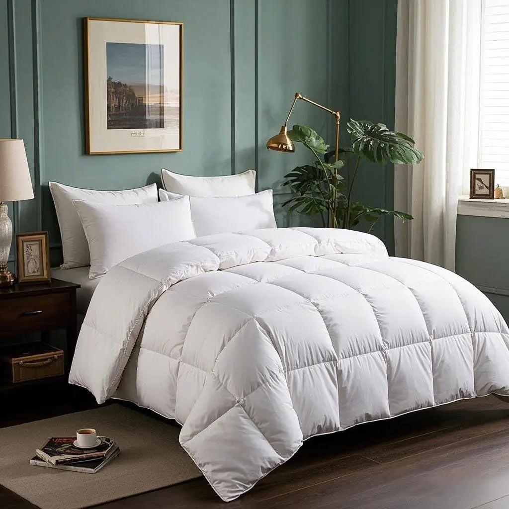 Goose Down Cooling Comforter Set With Breathable Design For All Season Sleep - Elesira