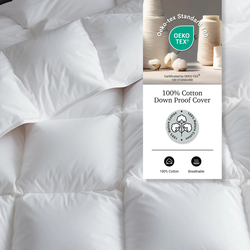 Goose Down Cooling Comforter Set With Breathable Design For All Season Sleep - Elesira