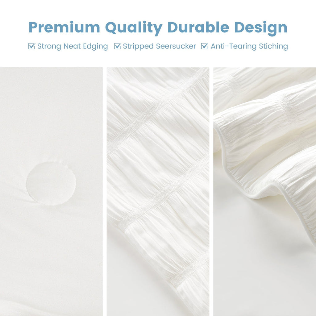 Cooling Comforter With Seersucker Stripes Lightweight Breathable Bedding For Hot Sleepers - Elesira