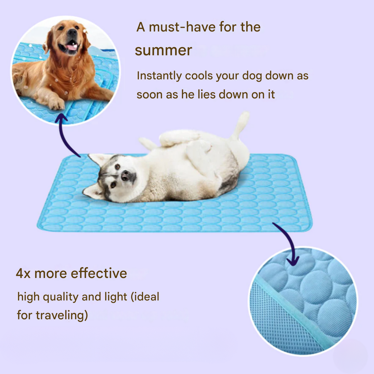 Dog Cooling Mat With Four Times Cooling Power For Hot Weather Comfort - Elesira