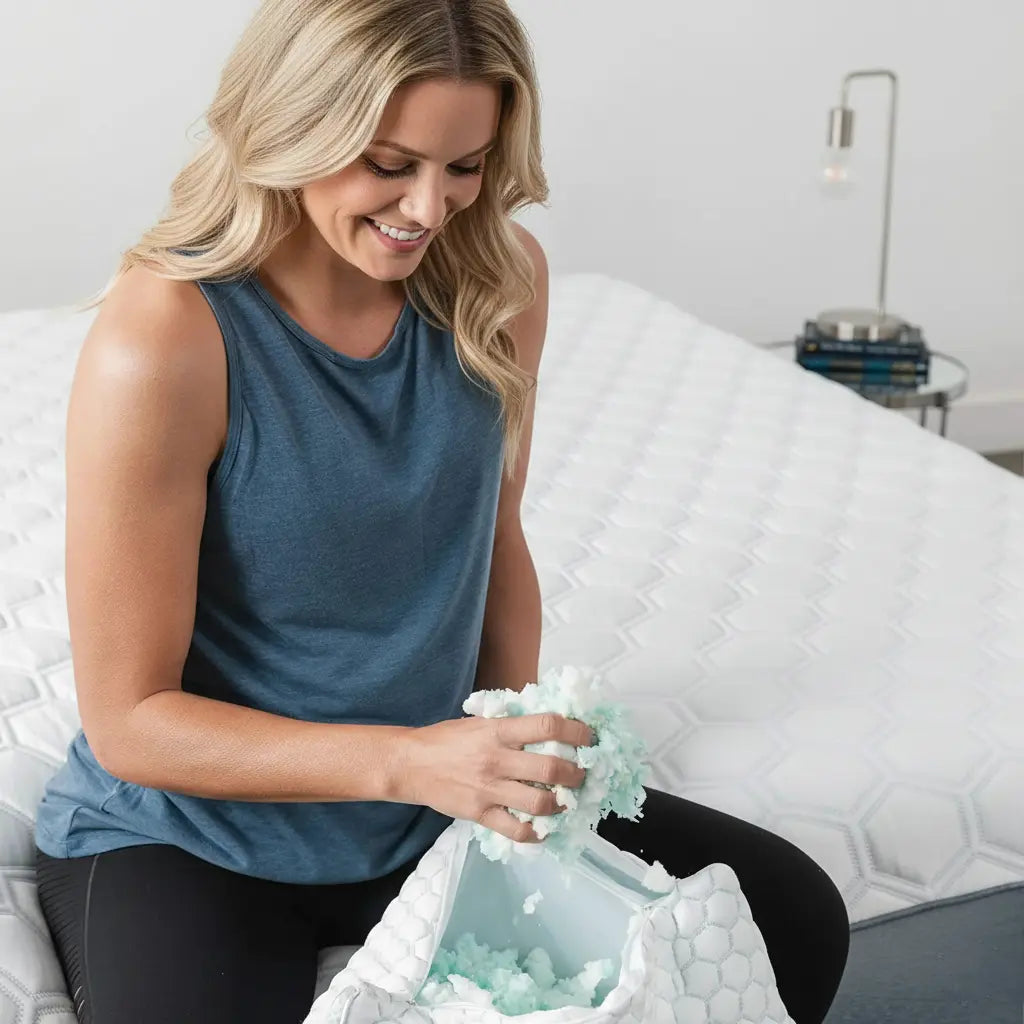 Pillow With Cooling Memory Foam And Adjustable Fill For Side Sleepers - Elesira
