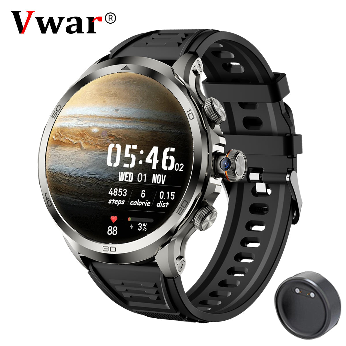 Core Series 4G-smartwatch med 1.85-tommers AMOLED-skærm og kamera - Elesira