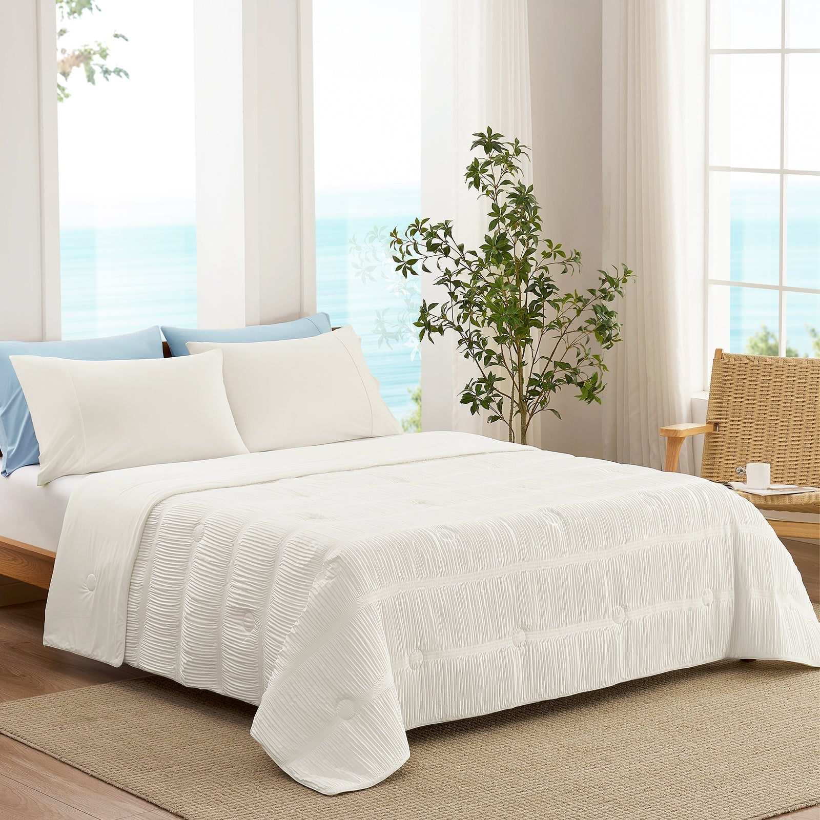 Cozy Bliss Striped Comforter Set For Cooling Sleep - Elesira