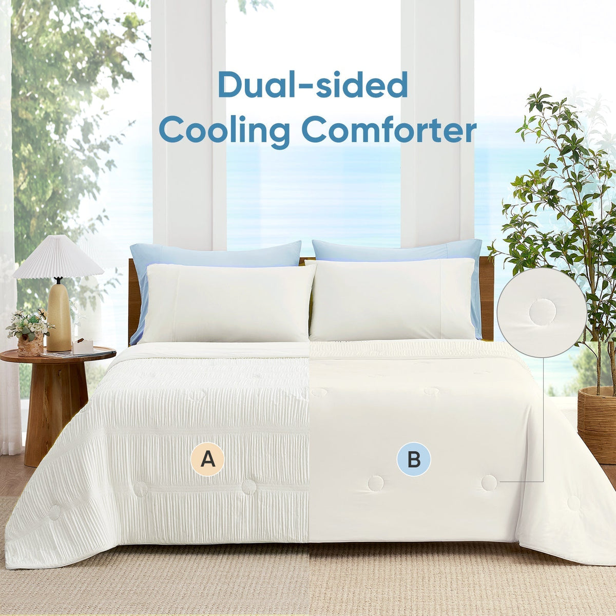 Cozy Bliss Striped Comforter Set For Cooling Sleep - Elesira