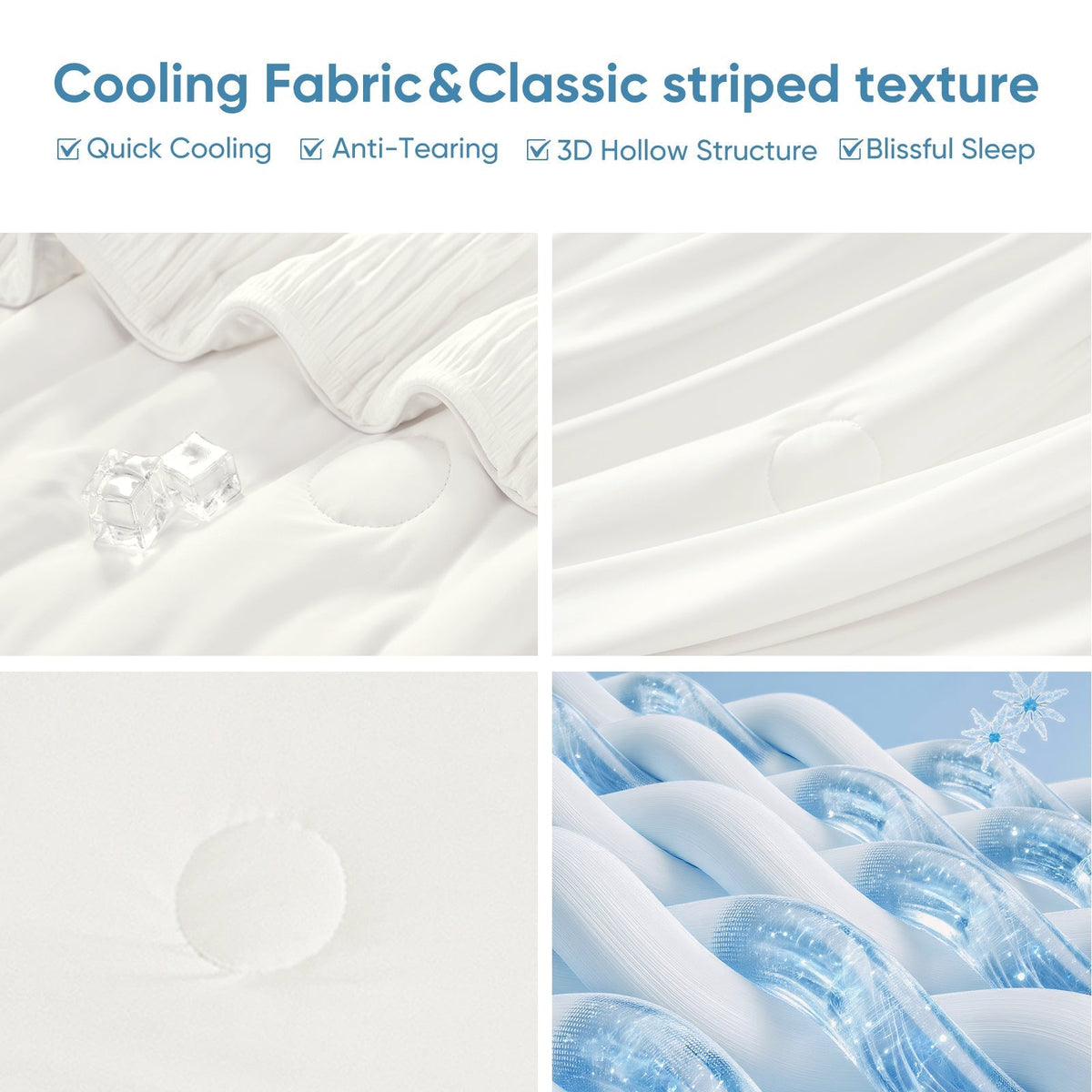 Cozy Bliss Striped Comforter Set For Cooling Sleep - Elesira