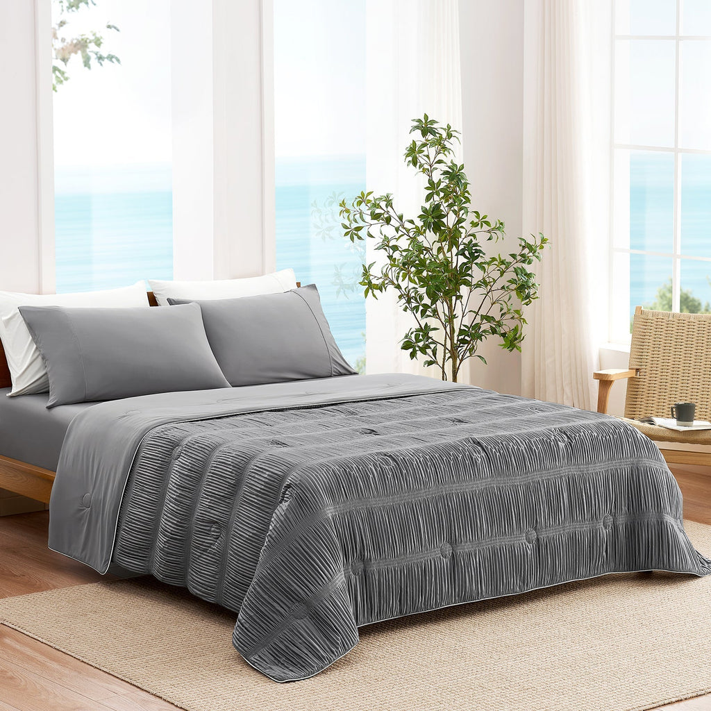 Cozy Bliss Striped Comforter Set For Cooling Sleep - Elesira