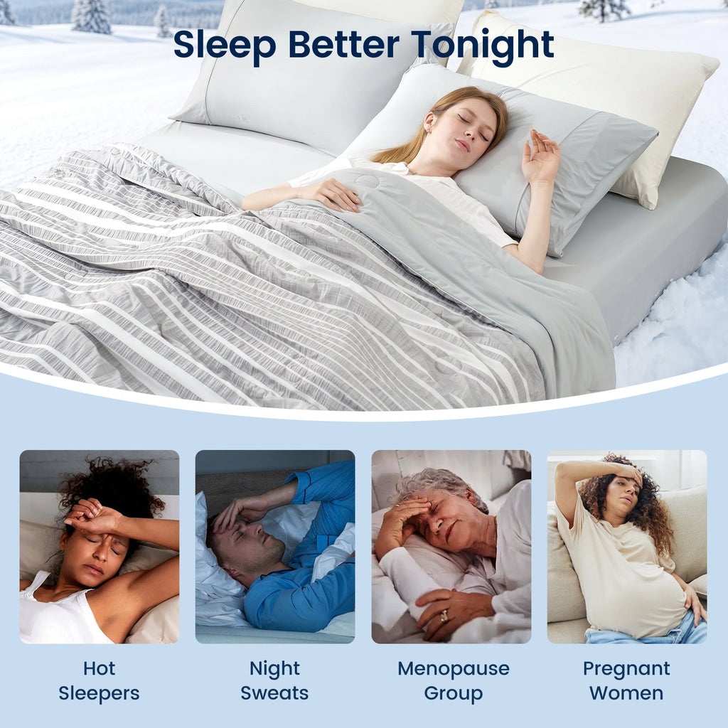 Cozy Bliss Seersucker Stripe Comforter With Airflow For Hot Sleepers Lightweight Bedding - Elesira