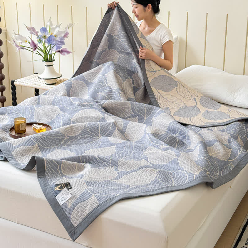 Cozy Comfort Mulberry Leaf Cotton Blanket With Triple Gauze Layers For All Seasons - Elesira