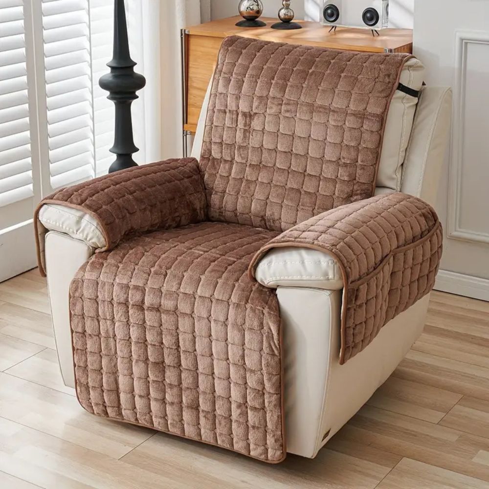 Cozy Comfort Recliner Cover With Plush Texture And Arm Protection, Stretchable Fit - Elesira