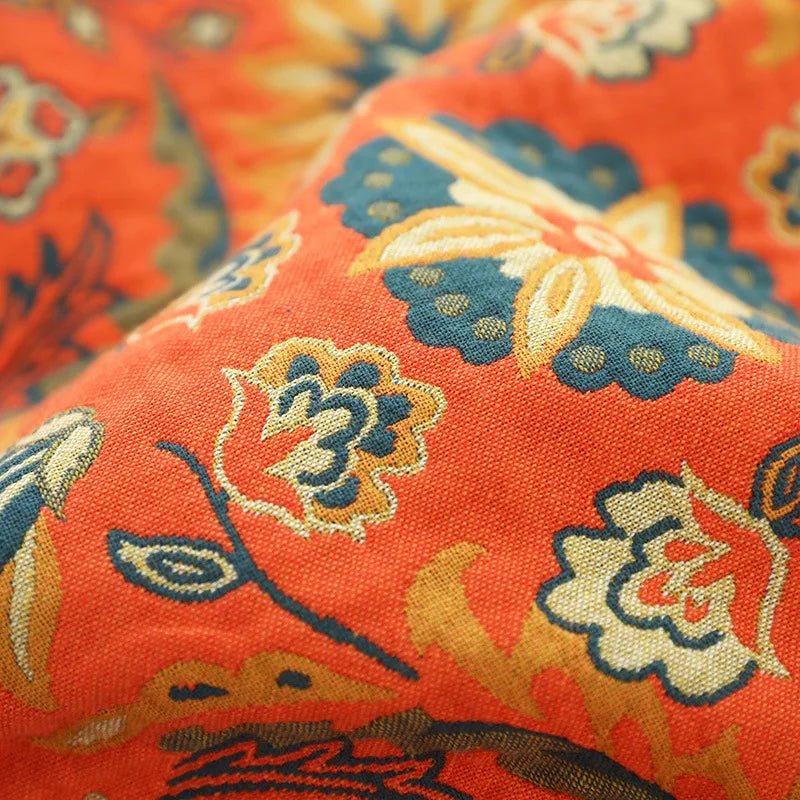 Couverture en coton Cozy Luxe au design jacquard bohème élégant, plaid toutes saisons - Elesira