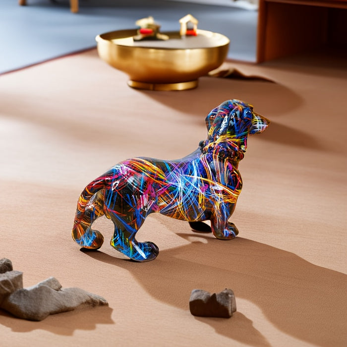 Figurină colorată de teckel pentru un decor de casă fantezist | elesira