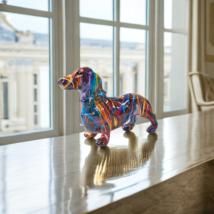Figurină colorată de teckel pentru un decor de casă fantezist | elesira