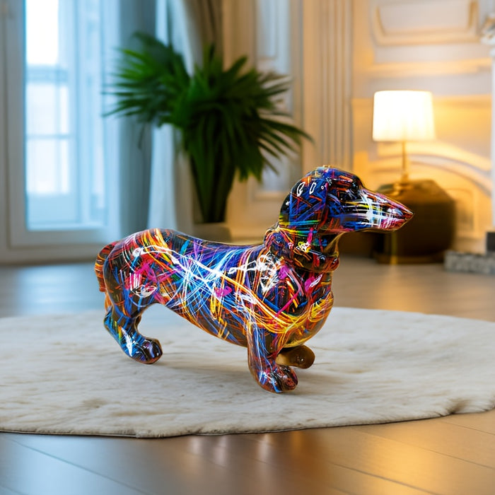 Figurină colorată de teckel pentru un decor de casă fantezist | elesira