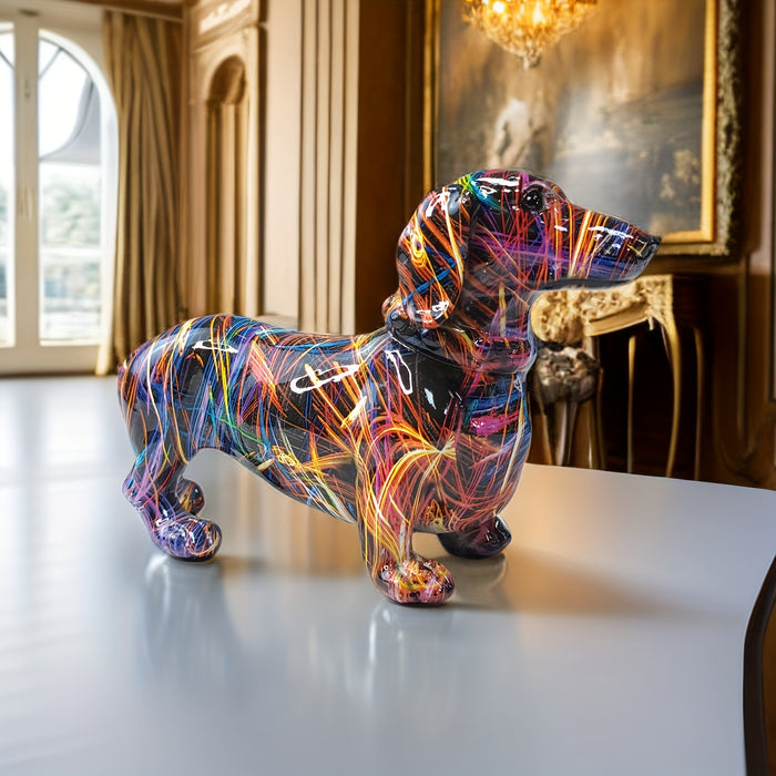 Figurină colorată de teckel pentru un decor de casă fantezist | elesira