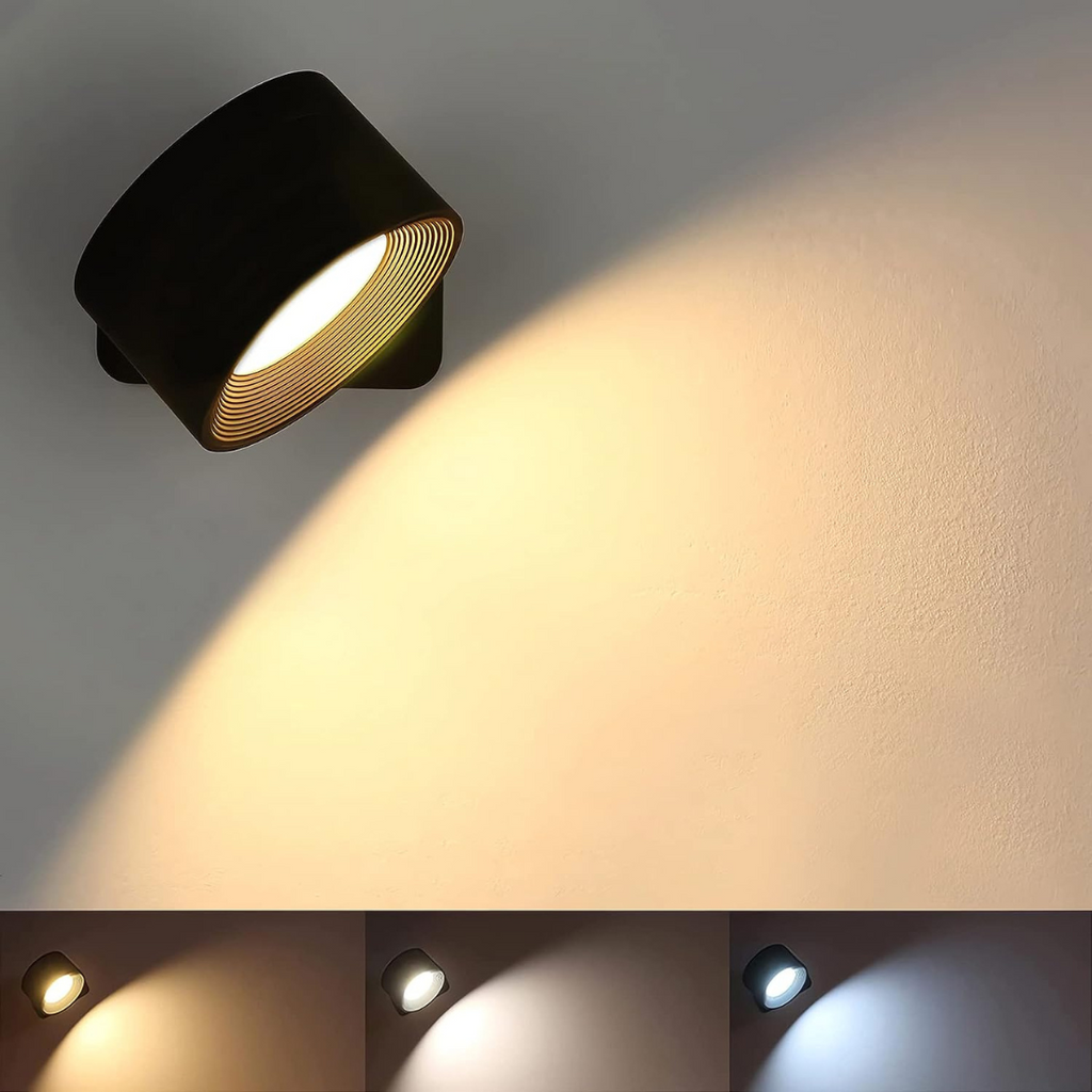 BrightBeam Cordless 360 Degree Wall Lamp Rechargeable Wireless | elesira