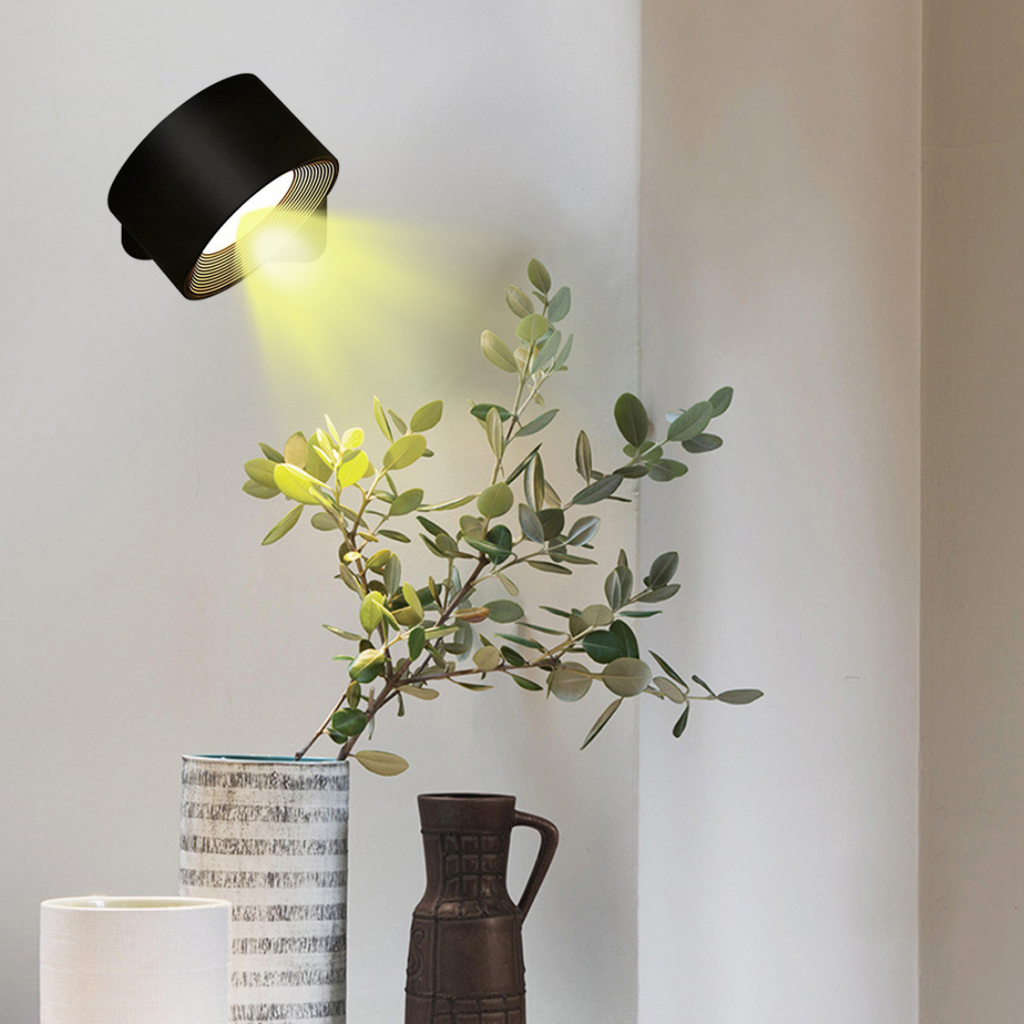 BrightBeam Cordless 360 Degree Wall Lamp Rechargeable Wireless | elesira