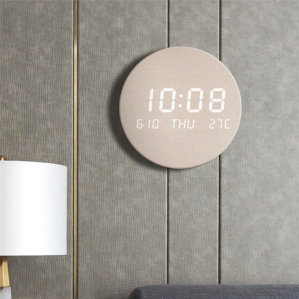 Sleek Modern Wall Clock – LED Display, Cordless Design, 7.68 Inch | elesira