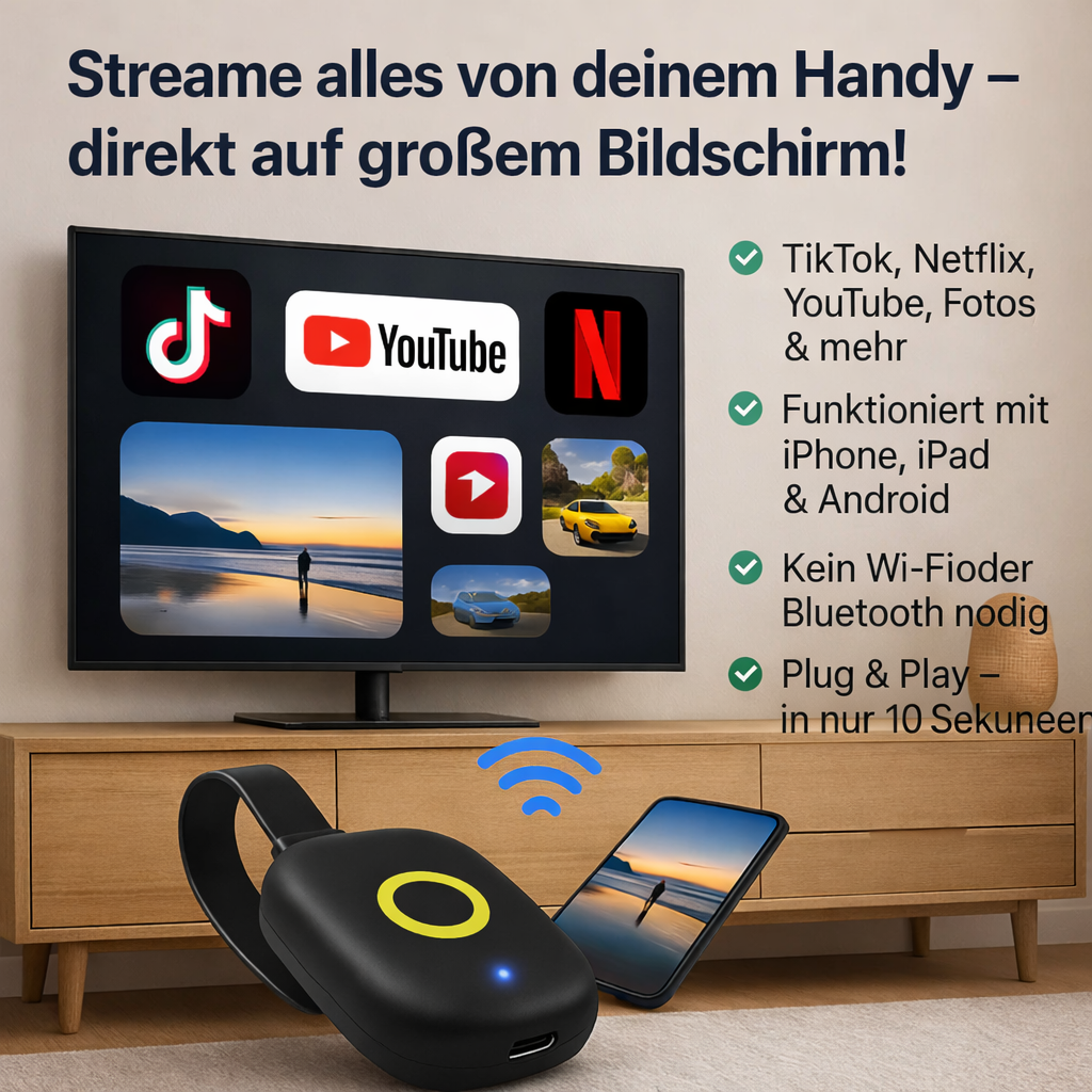 Wireless Display Dongle Adapter - HDMI Plug-and-Play Streaming Device | elesira