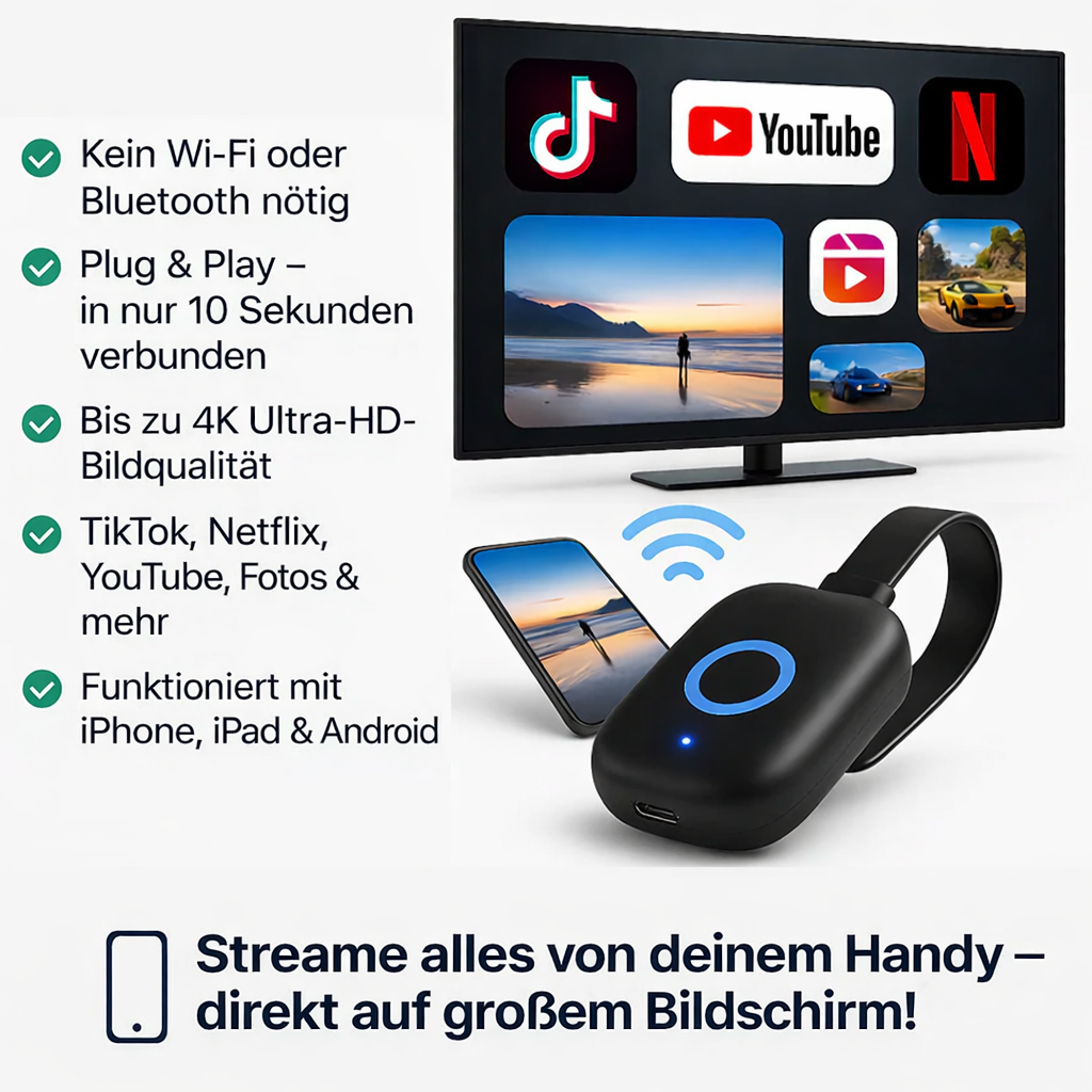 Wireless Display Dongle Adapter - HDMI Plug-and-Play Streaming Device | elesira