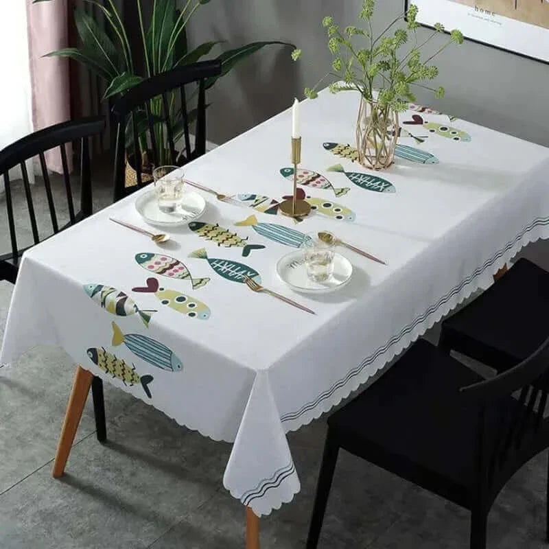 Elegant dug med vandmotiv, pletafvisende og fremstillet af slidstærkt Oxford-stof - Elesira