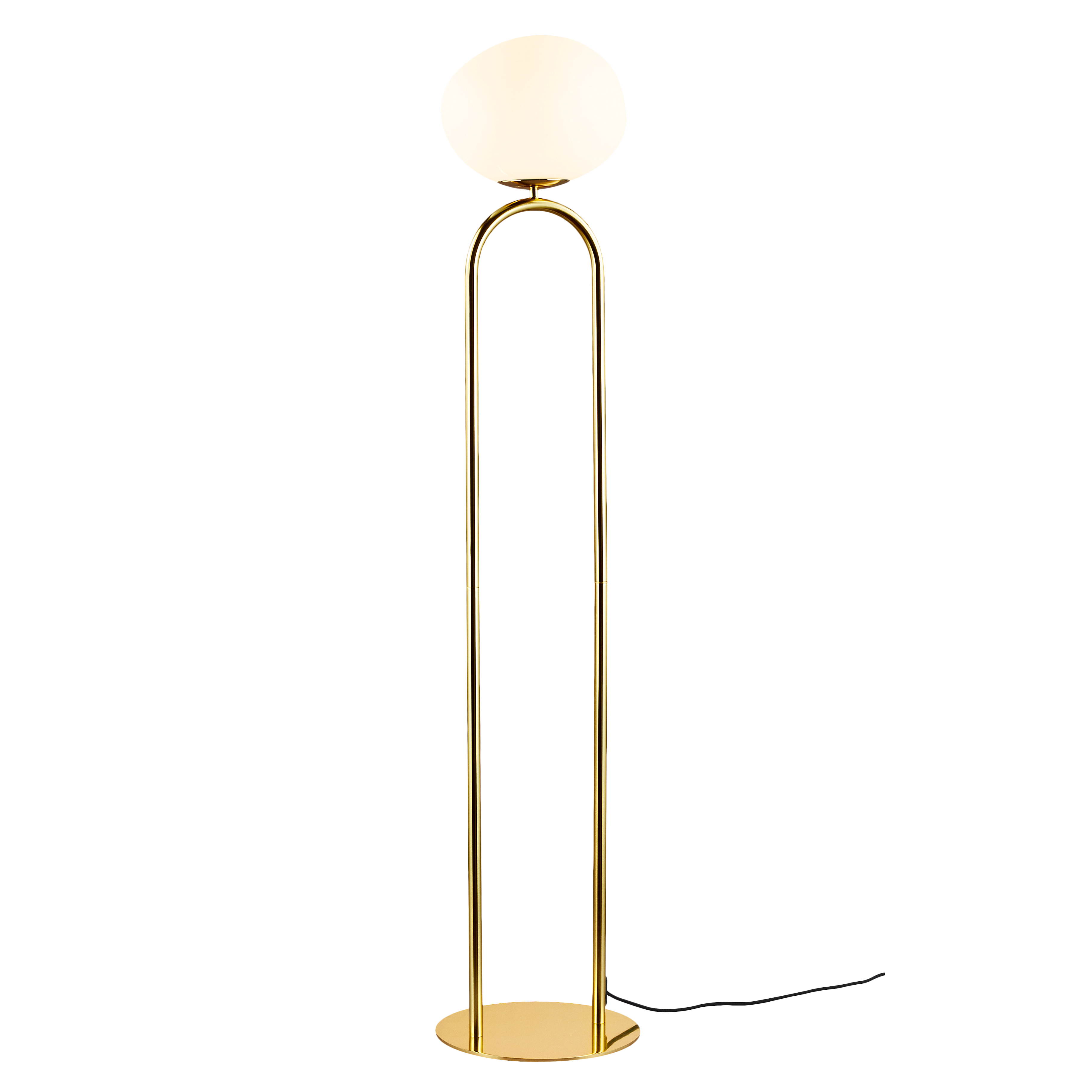 Carmella | Sleek Brass Floor Lamp with Asymmetrical Opal Glass Shade for Soft Living Room Lighting | elesira