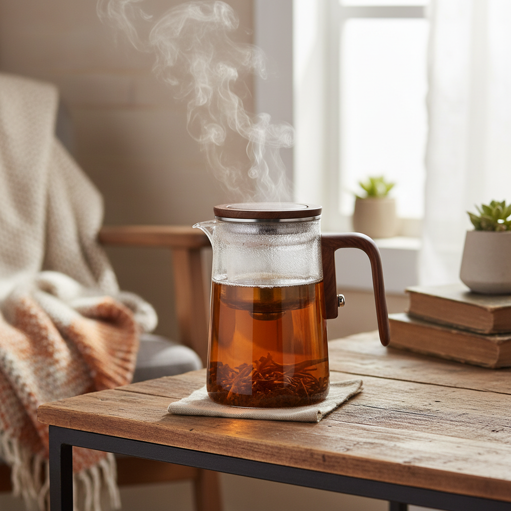 Clear Glass Teapot With Stainless Infuser For Loose Leaf Brewing - Elesira