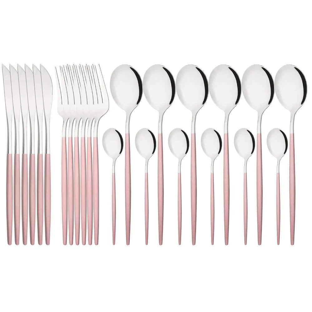 Flatware Set In Pink With Ergonomic Handles For Any Occasion - Elesira