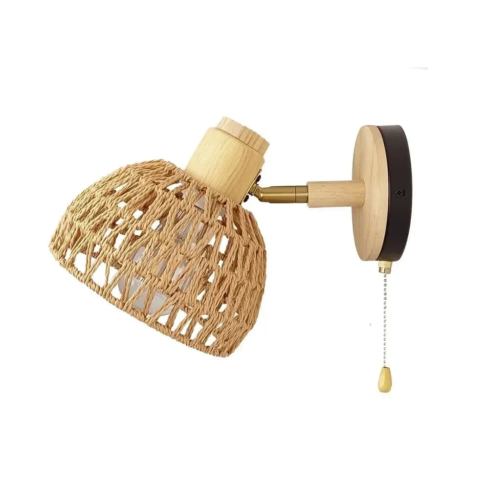 Woven Wall Sconce for Cozy Interiors – Elegant Rattan Design | elesira