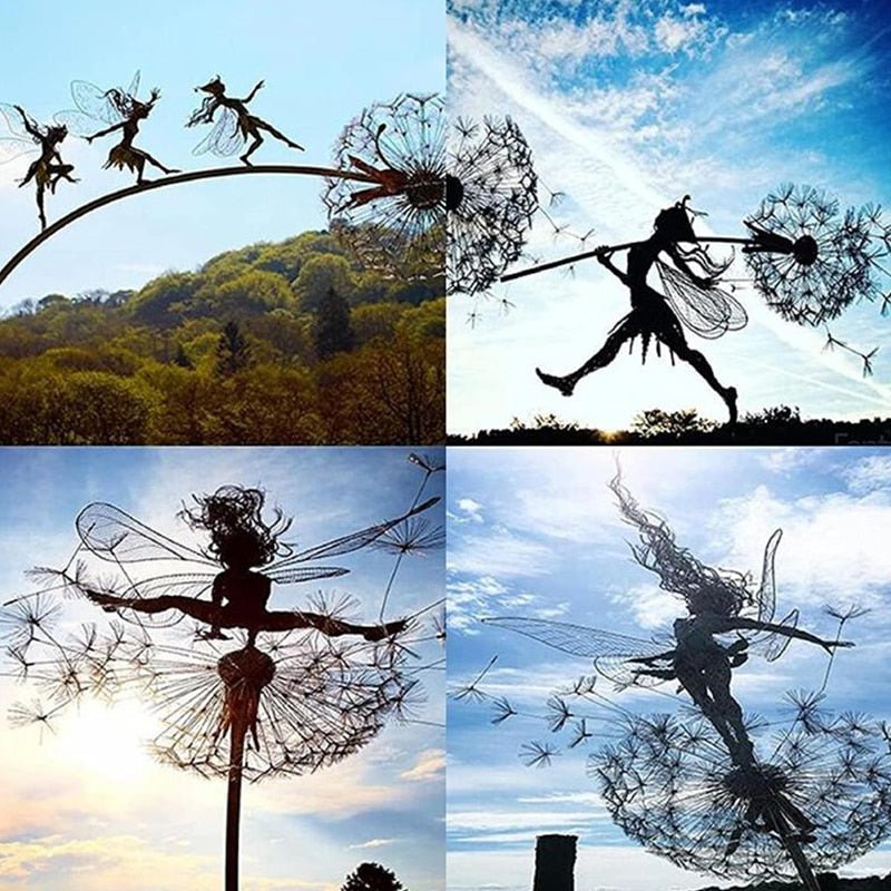 Dancing Fairy Garden Statue With Steel Design For Whimsical Outdoor Decor - Elesira